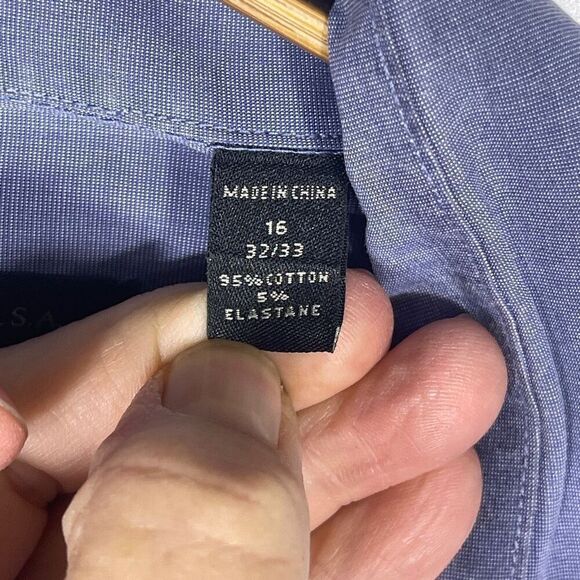 John Varvatos Blue USA Modern Slim Fit Long Sleeve Button Up Shirt Size 16 - Picture 3 of 7